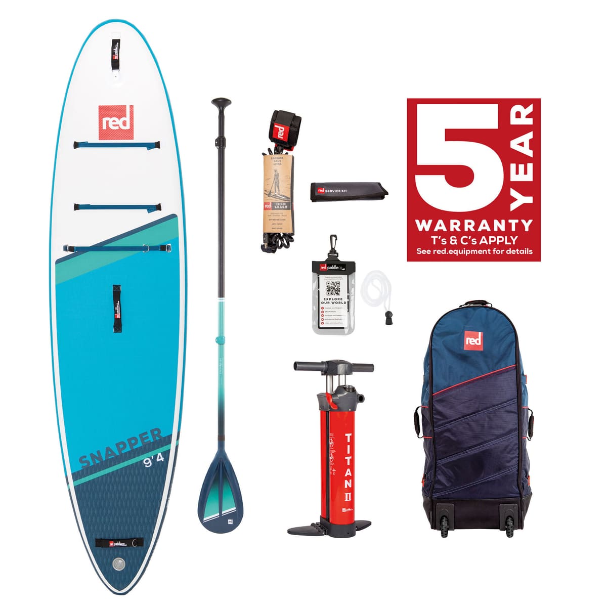Red Paddle 9'4" 2 in 1 Snapper MSL Kids Inflatable Paddle Board Package
