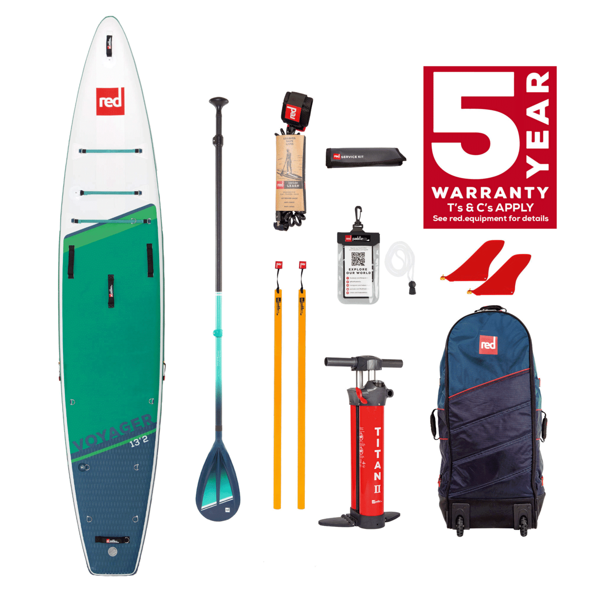 Red Paddle 13'2" Voyager MSL Inflatable Paddle Board Package
