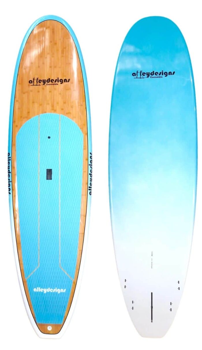 Alley Designs 10'6 x 32" Teal Bamboo/Timber Deck SUP