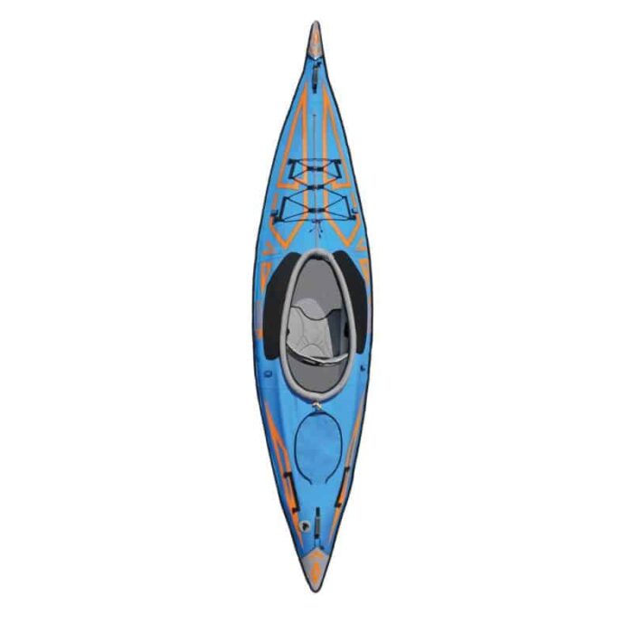 Top view of the AdvancedFrame Expedition Elite Kayak showing single cockpit and storage hatch