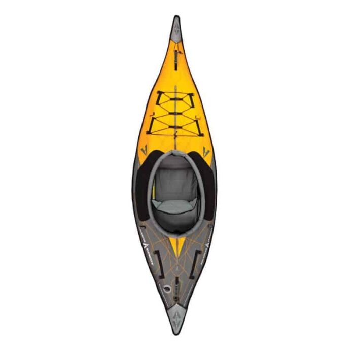 AdvancedFrame Elite Inflatable Kayak with high-back seat and pump