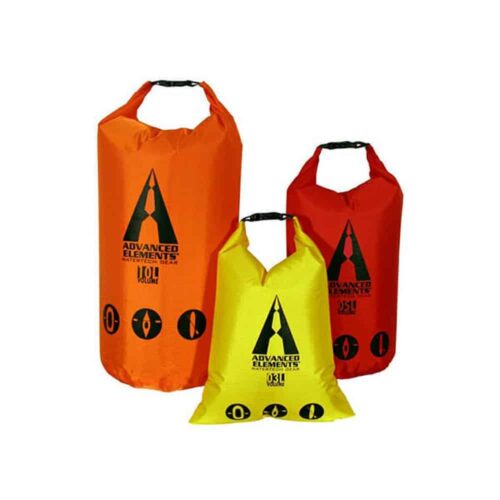 PackLite Roll Top Dry Bag Set – 3L, 5L, and 10L waterproof bags in yellow, red, and orange