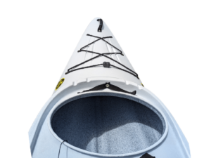 Open front hatch view of the Profish 400 fishing kayak