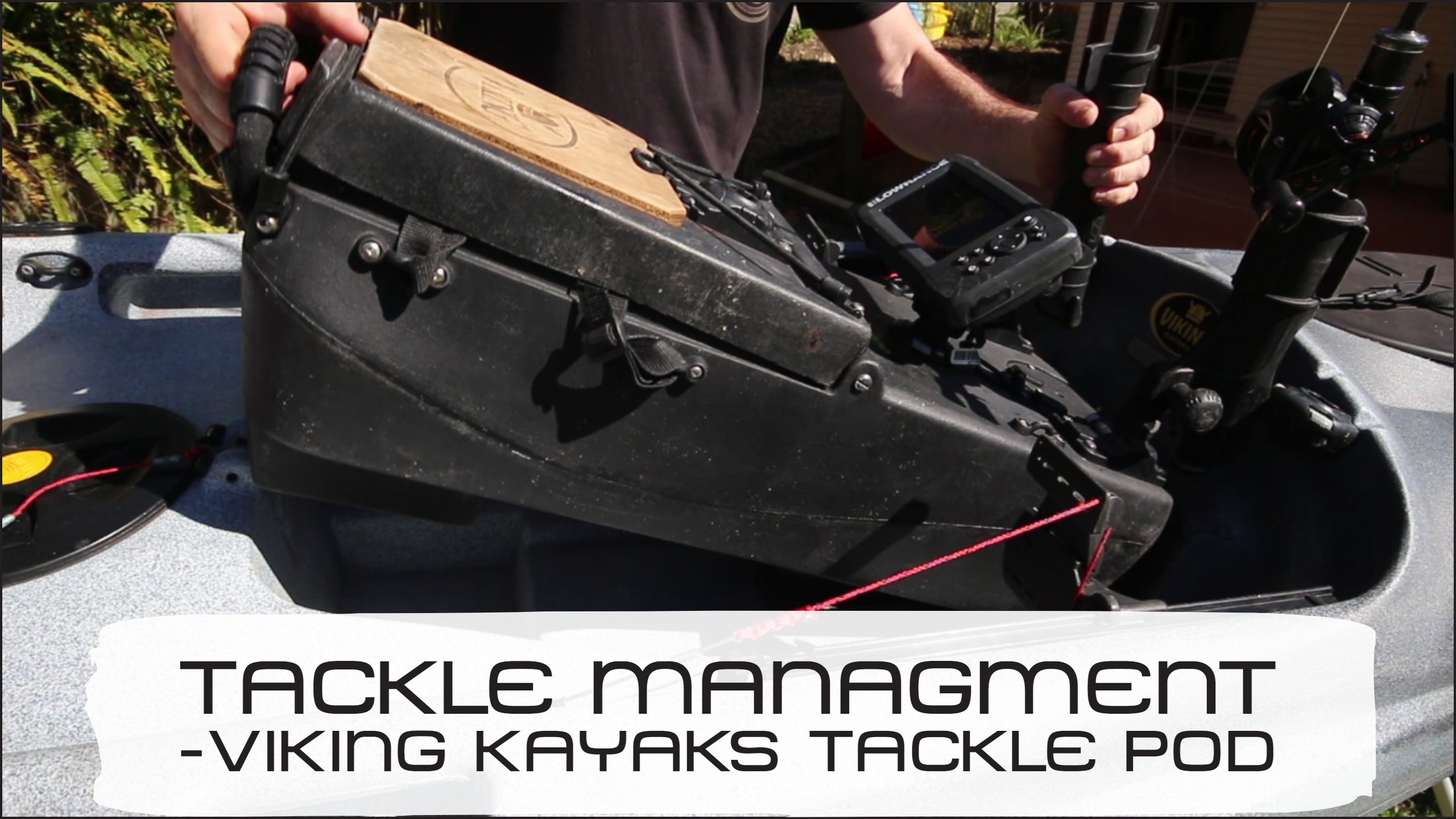 Viking Kayaks Tackle Pod mounted on Profish GT with electronics