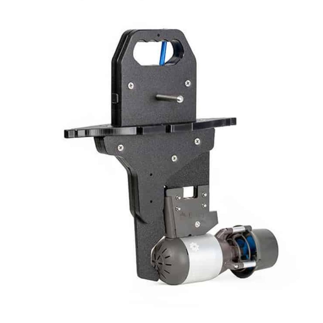 Bixpy low profile thru hull pedal drive adapter k-1 for kayaks and sups (2) Side view of bixpy low profile thru hull pedal drive adapter k-1 showing low-drag design