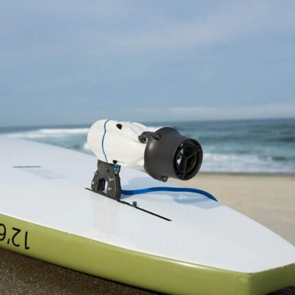 Bixpy J-2 Motor mounted using US Fin Adapter on a stand up paddleboard