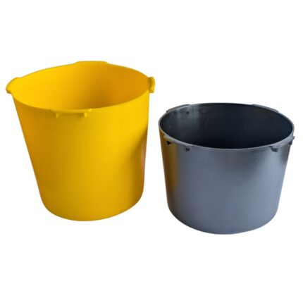 Viking Hatch Deep Bucket yellow compared with black standard bucket showing depth and storage difference