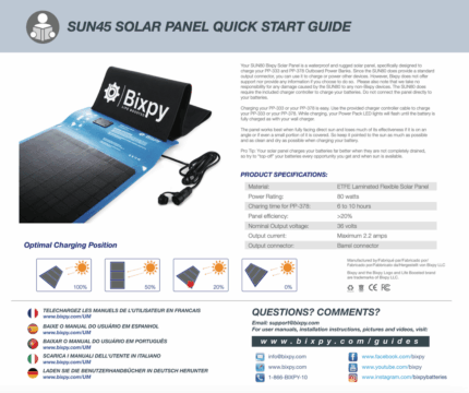 Bixpy Sun80 Waterproof Solar Panel fully opened instructions