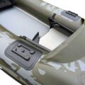 "Front gear mount and deck area of the Jaspara Quest Angler inflatable fishing kayak"