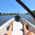 View from inside the Odyssey Tandem inflatable kayak while paddling