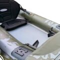 "Comfort seat and side panel details of the Jaspara Quest Angler inflatable kayak"