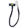 Full-length view of the K&S Superior Paddle Leash showing coiled braided elastic cord.