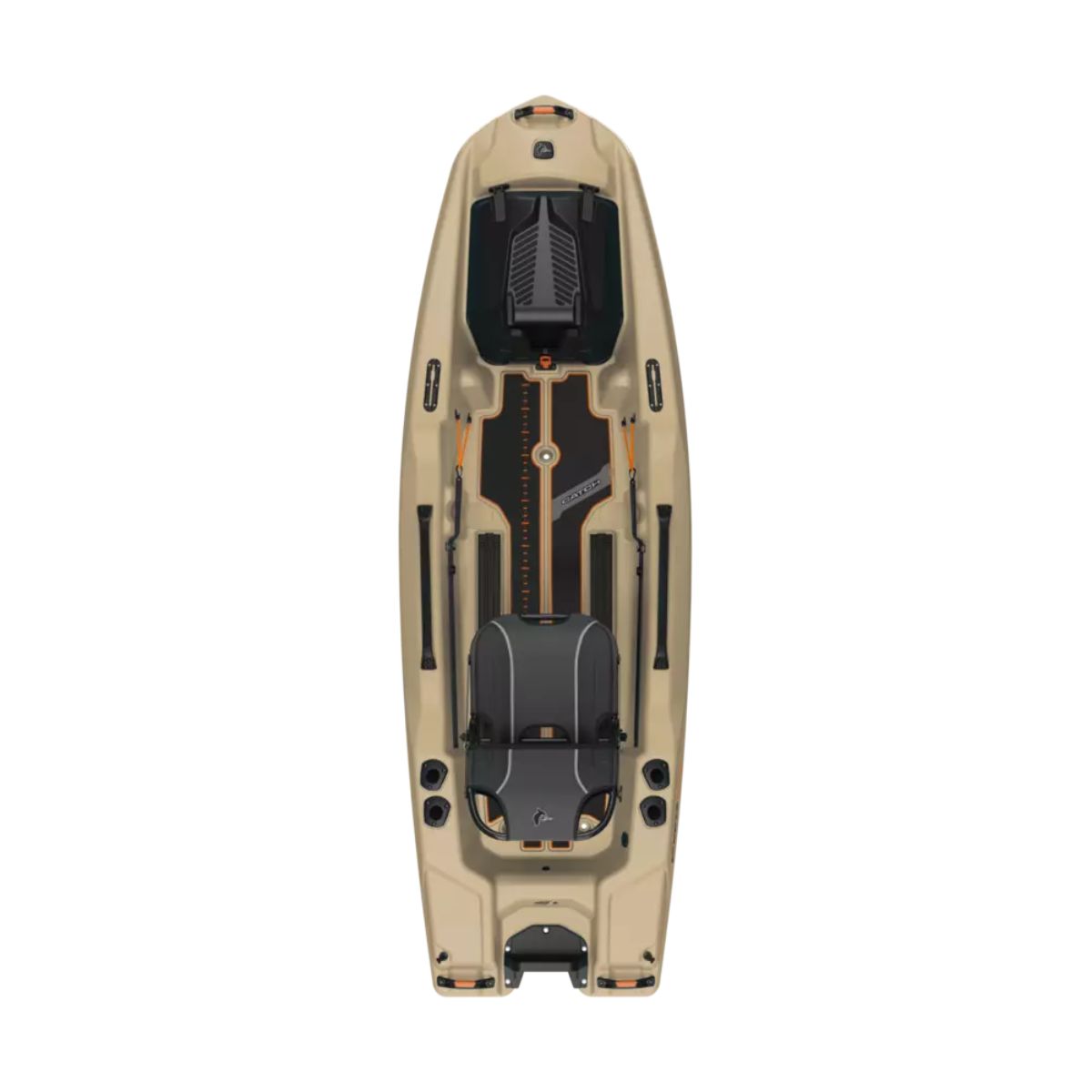 Top view of Pelican Catch PWR 100 kayak showing deck layout and features