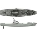 Bonafide PWR 129 kayak in grey camo top and side view
