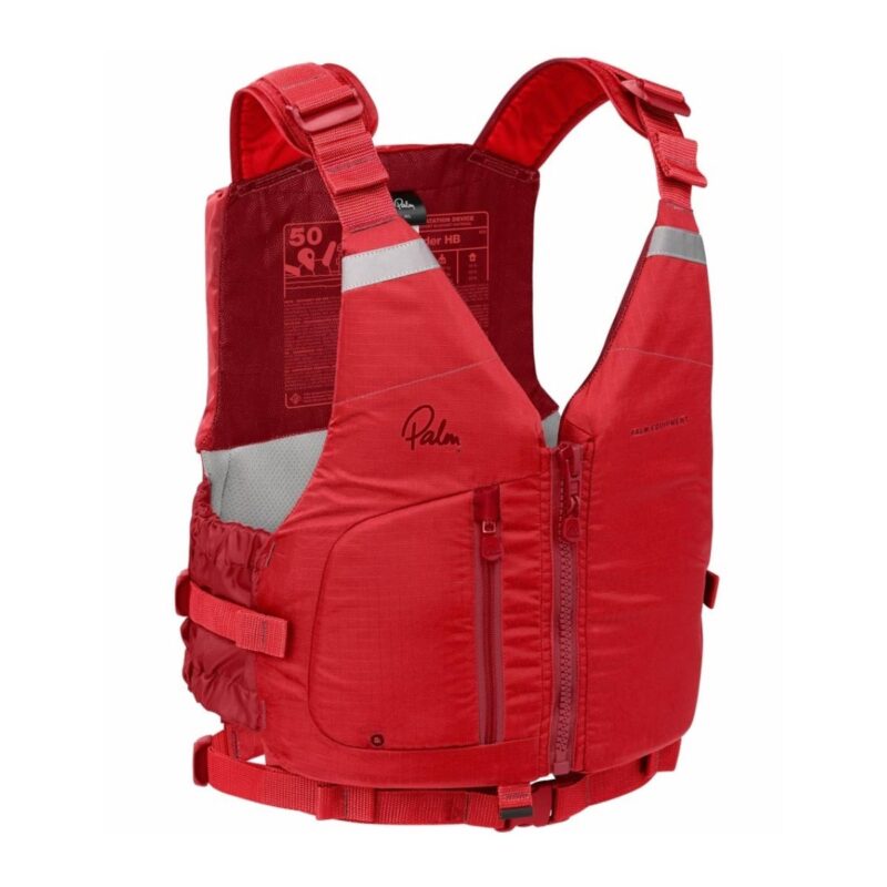 Palm meander highback pfd side view with adjustable straps and 3d waist system