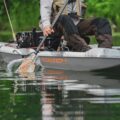 Pelican Catch Mode 110 TR fishing kayak close-up while landing a fish