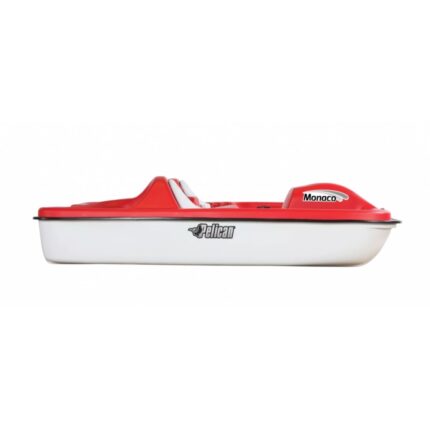 Pelican Monaco pedal boat side profile showing compact and stable hull design