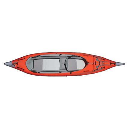 Top view of the AdvancedFrame Convertible Elite inflatable kayak in open cockpit tandem configuration