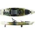 Hidden Oak (olive camo) Native TitanX Propel 12.5 Native TitanX 12.5 fishing kayak top and side view showing deck layout, pedal drive and motor-ready stern