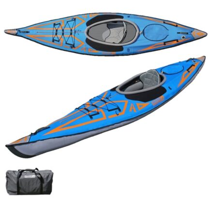 AdvancedFrame Expedition Elite Kayak top and side view with carry bag