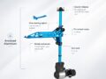 Bixpy Power Pole Adapter overview showing quick release, kickback feature and anodized aluminium construction for kayak motor mounting